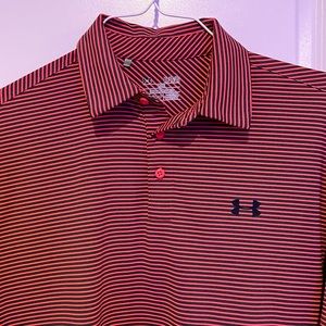 Under Armour heat gear golf polo like new size XL pink and gray striped